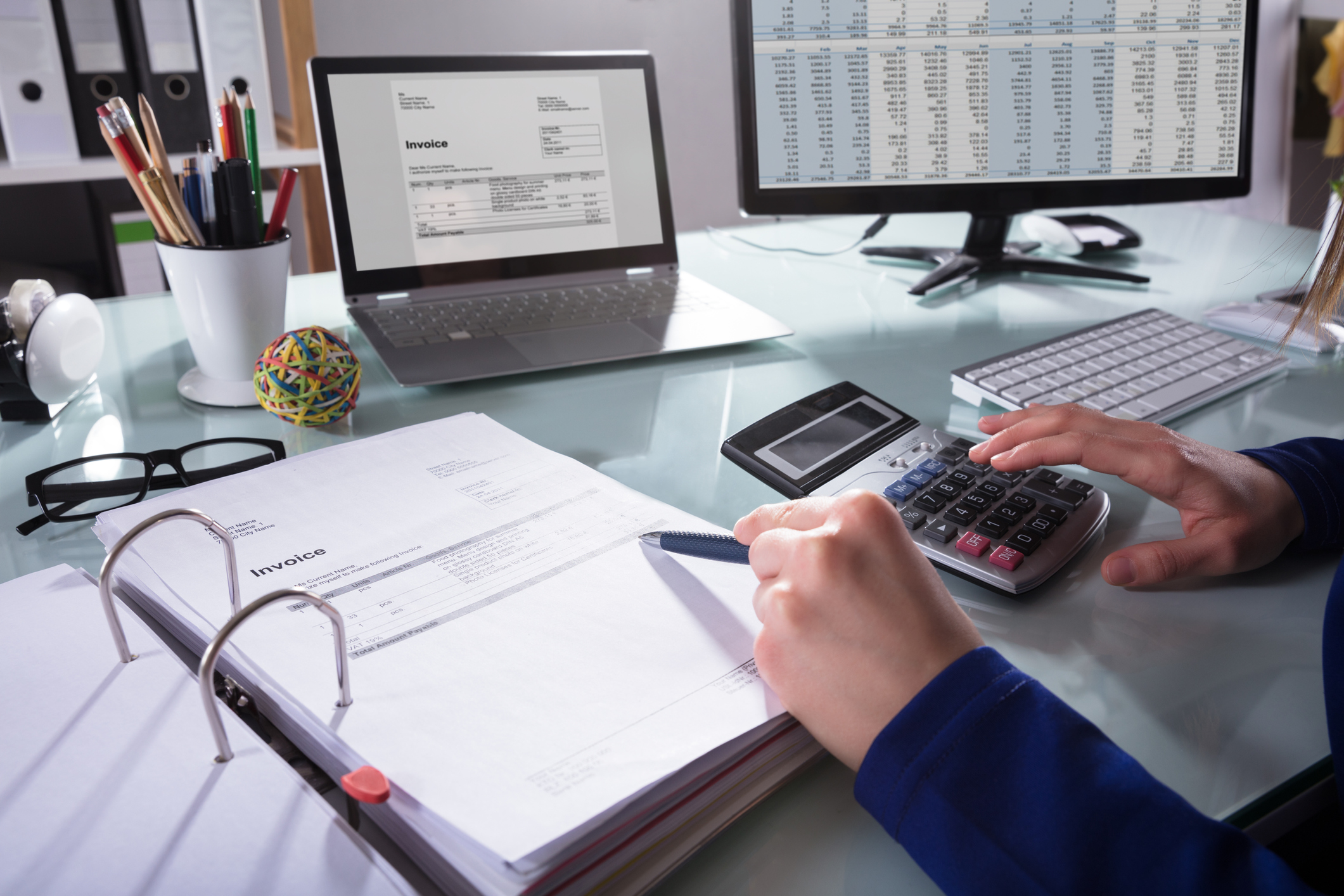 financial documents desks accounts