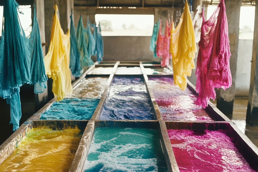 Gráfico ilustrando el alto consumo de agua en diferentes etapas de la producción textil.
