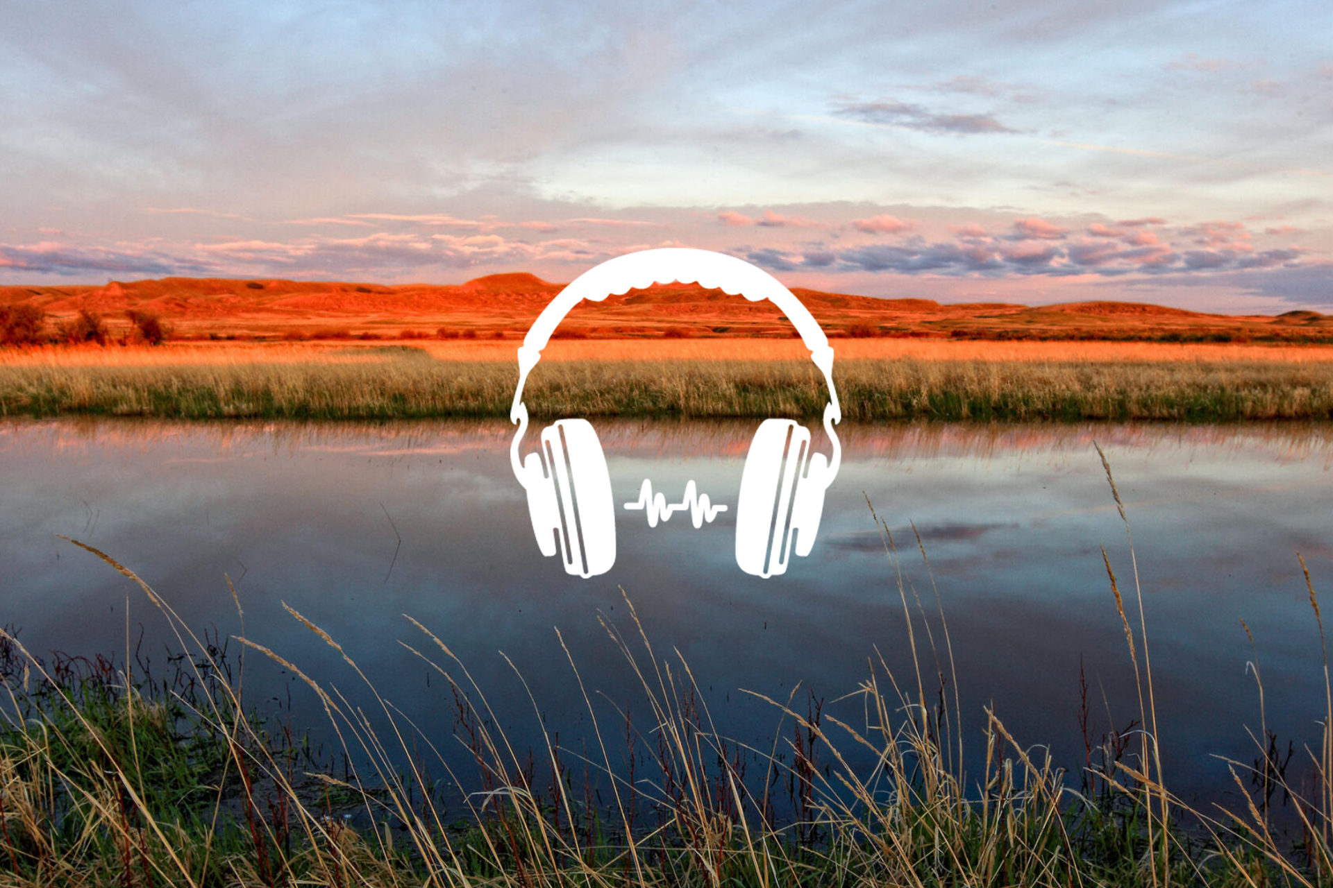 relaxing scenery with headphones