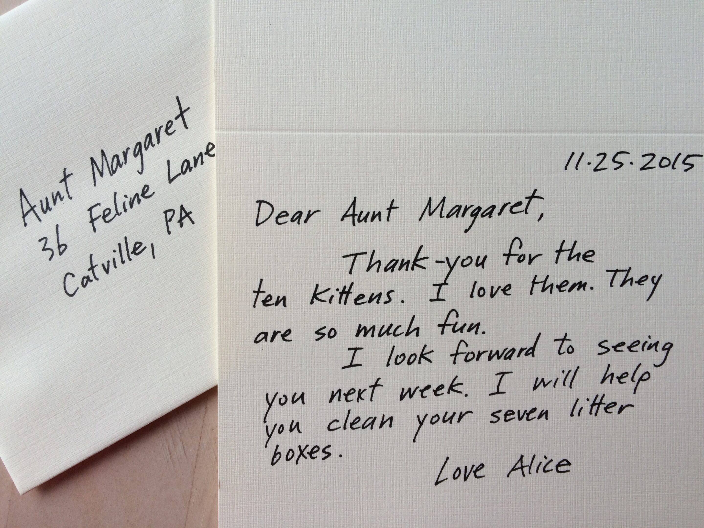 thank you note writing