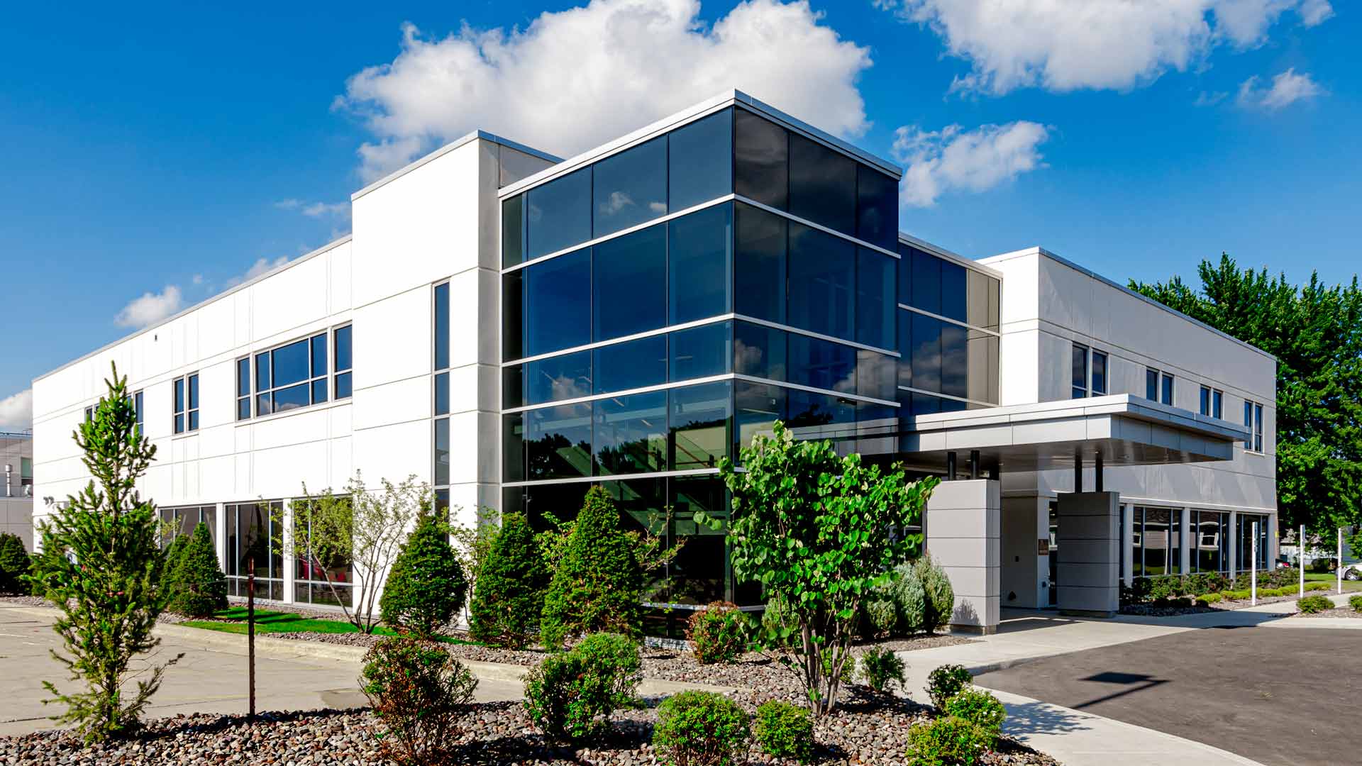 office building with healthcare clinic