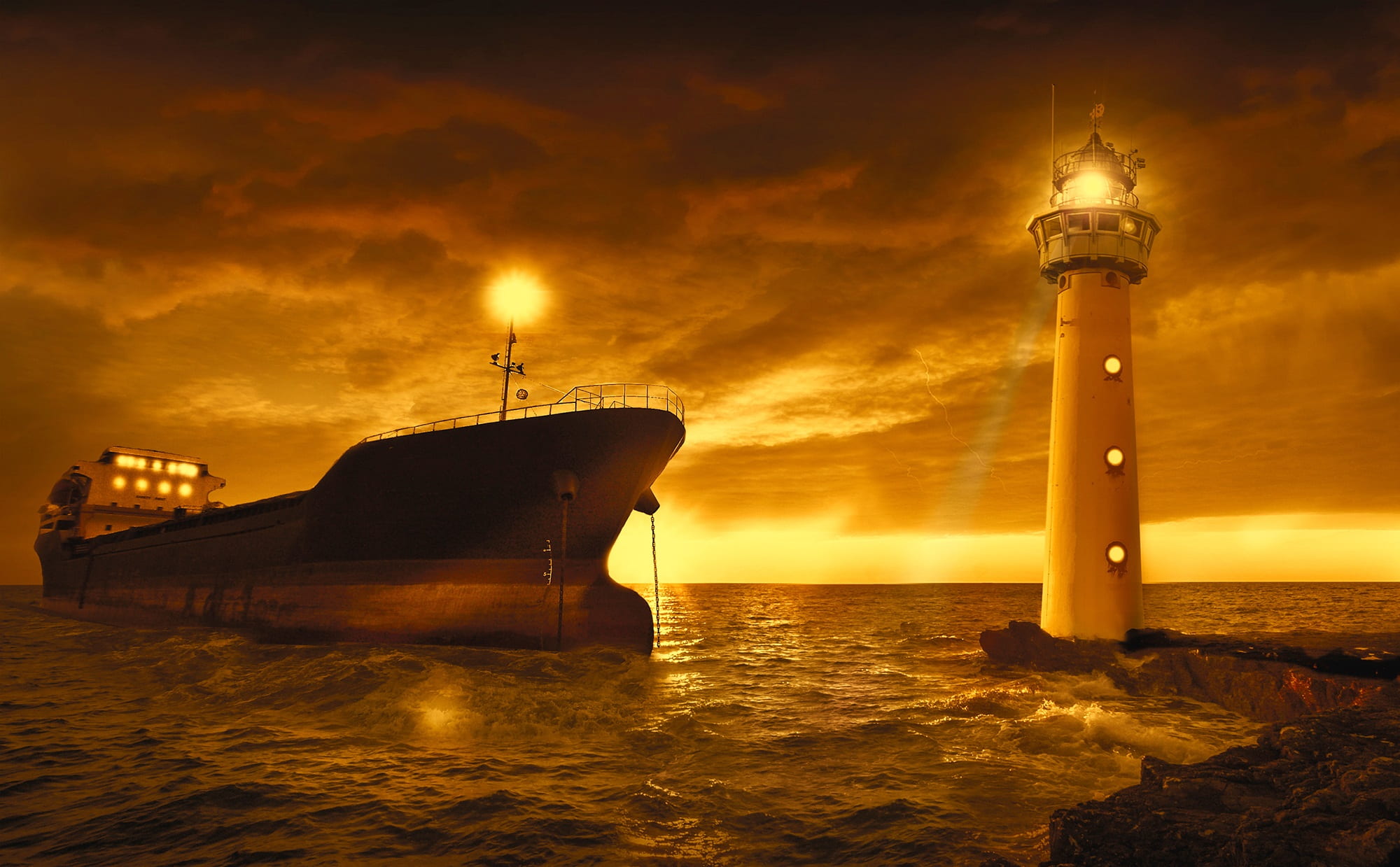 maritime ship lighthouse ocean