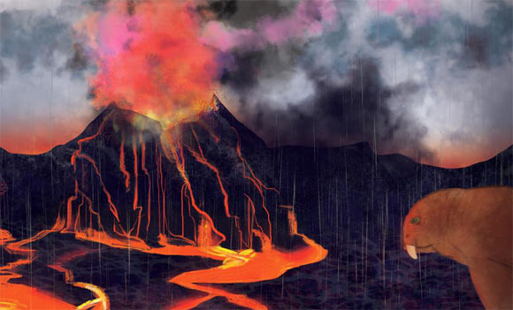Siberian volcanic eruptions, ancient fossil landscapes