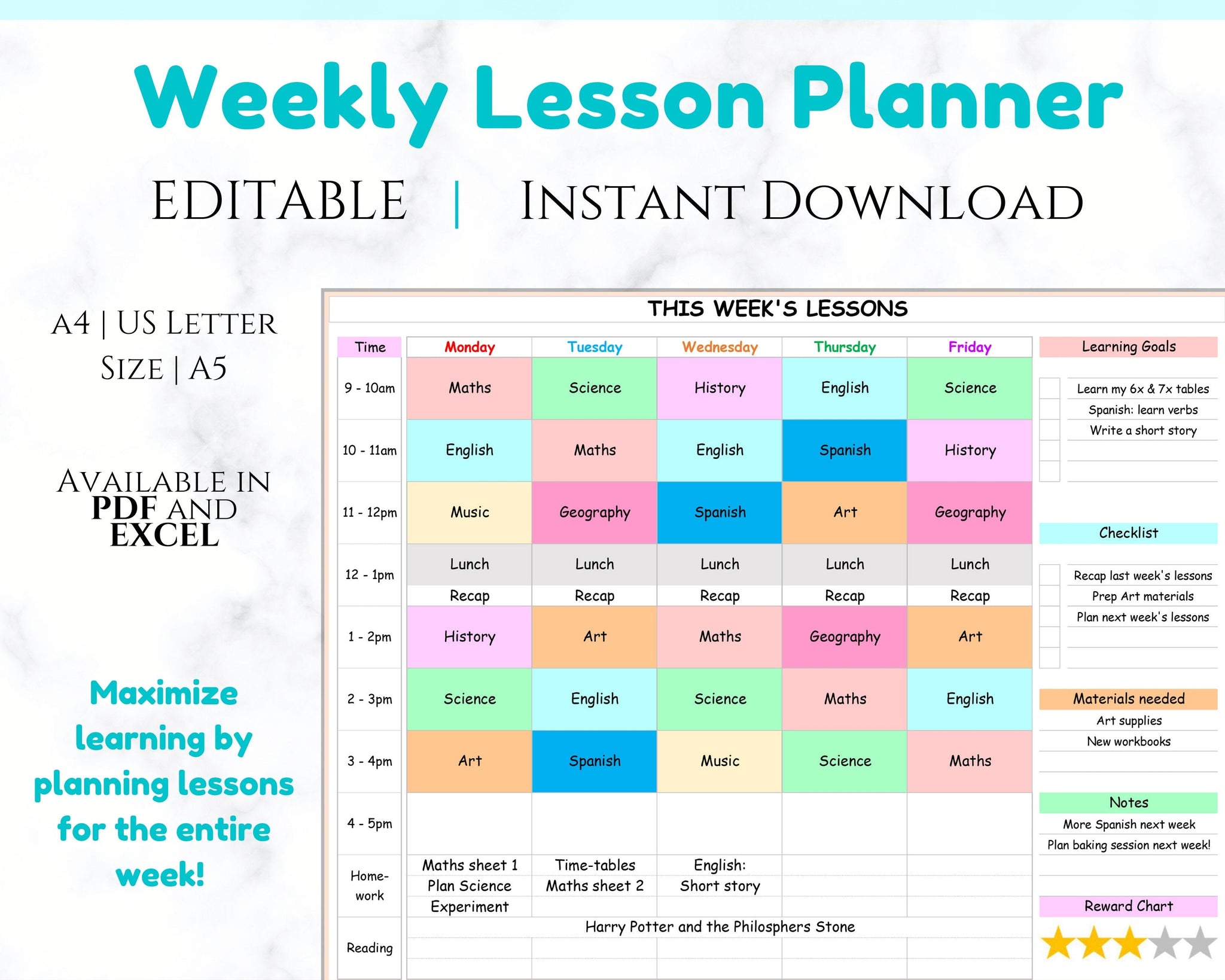 classroom study planners