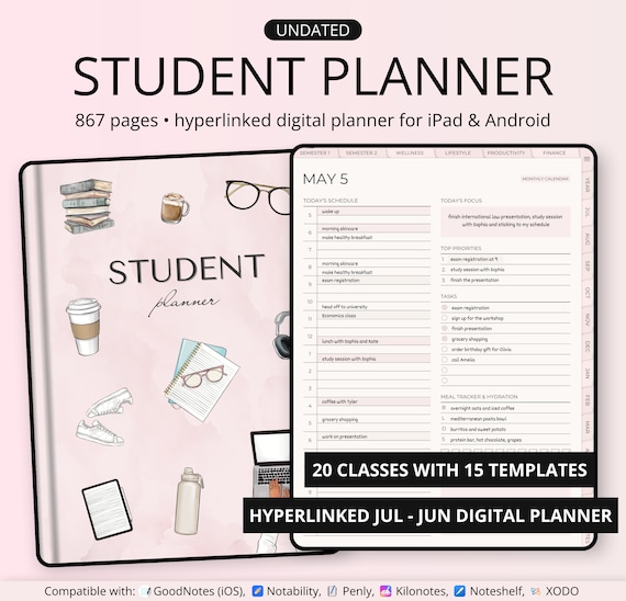 students studying with planners and digital calendars