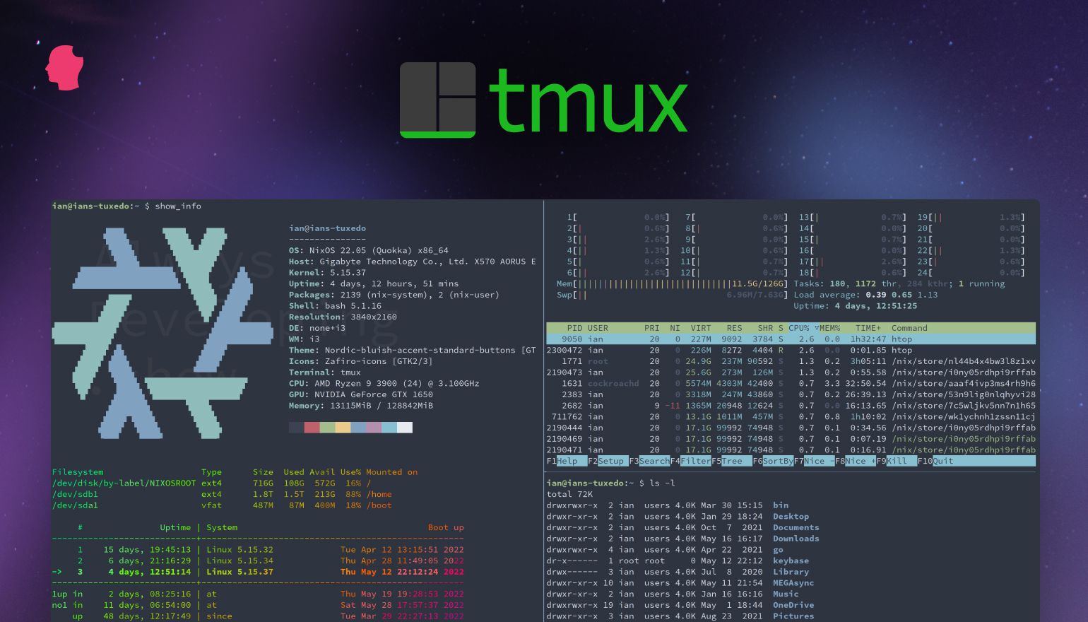 tmux terminal setup
