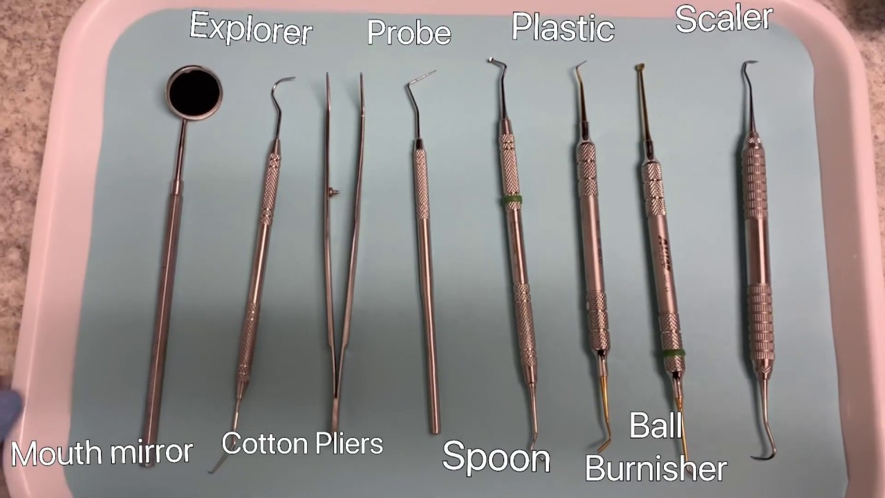 dental instruments and tooth diagrams