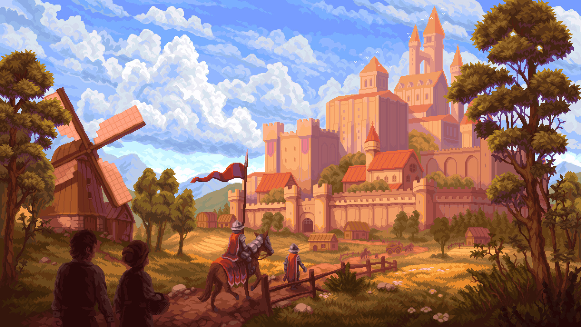 medieval castle and rural landscape