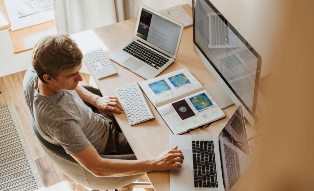 financial charts desk workspace