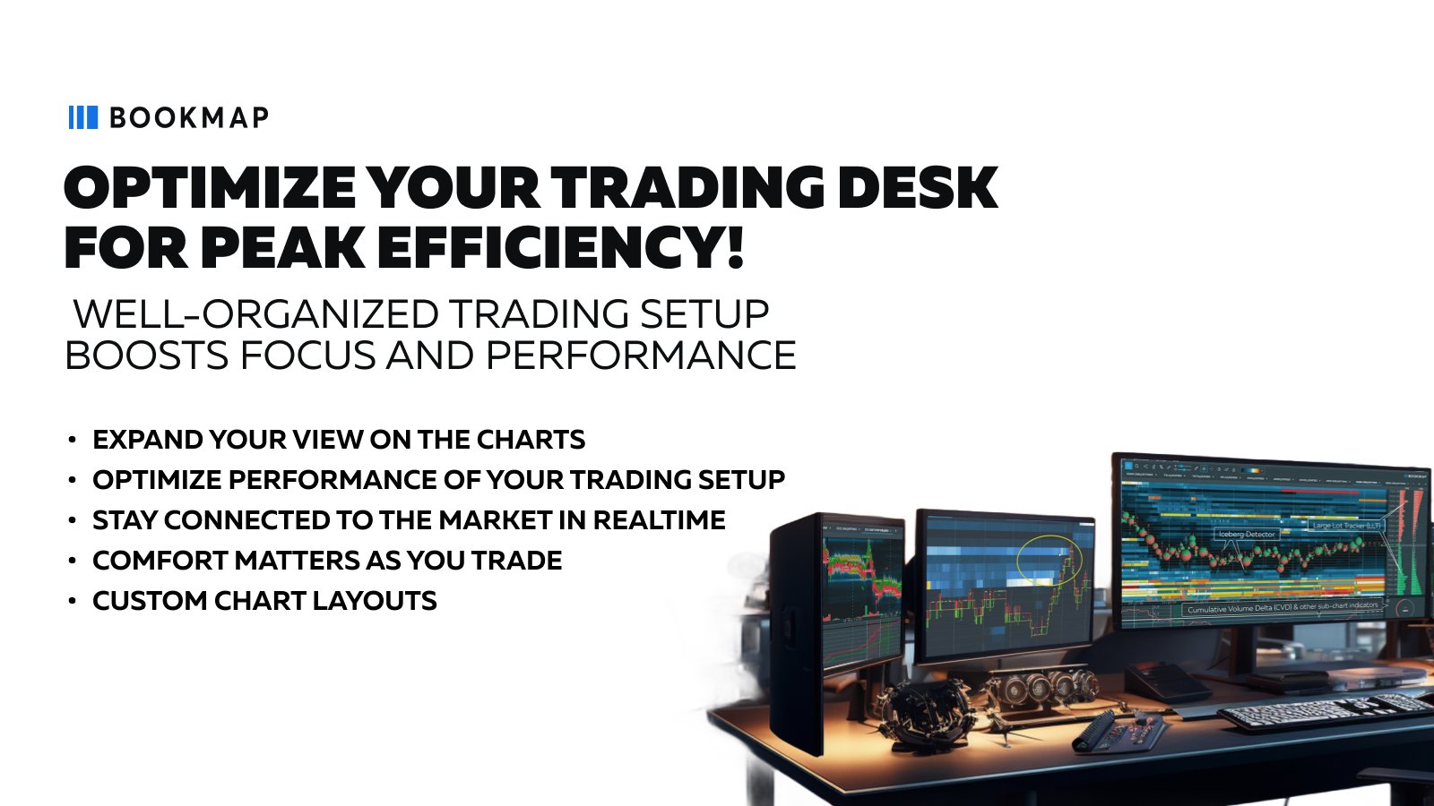 trading desk setup market charts