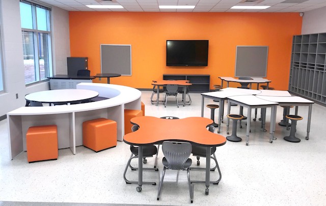modern training classroom setup