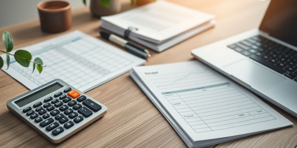 landscape calculator and notebook
