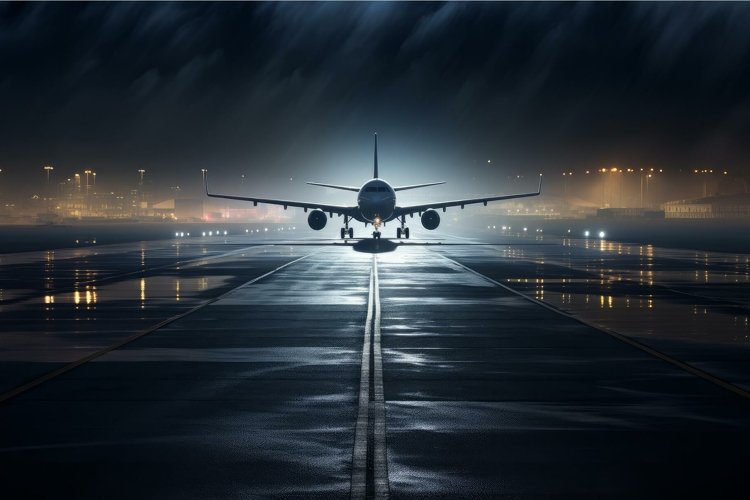 airport scene airplane runway