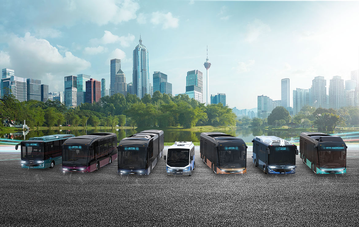 urban bus and cityscape