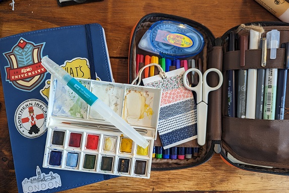colorful travel journal supplies