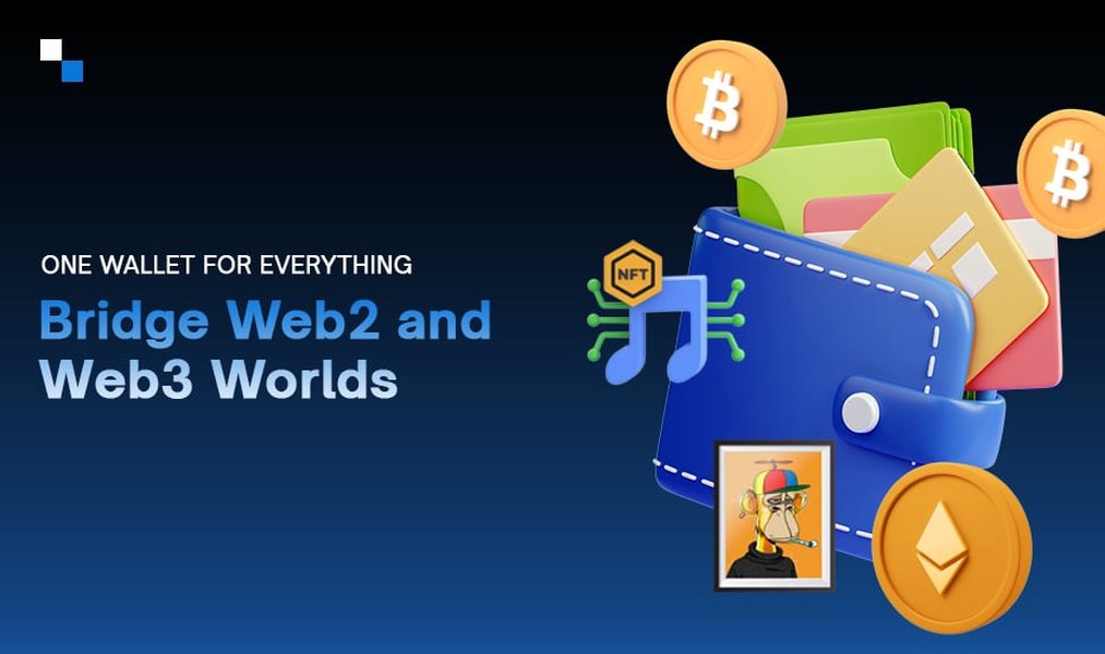 ภาพแสดงแนวคิดกระเป๋าเงินดิจิทัลที่รวม Crypto และ Fiat