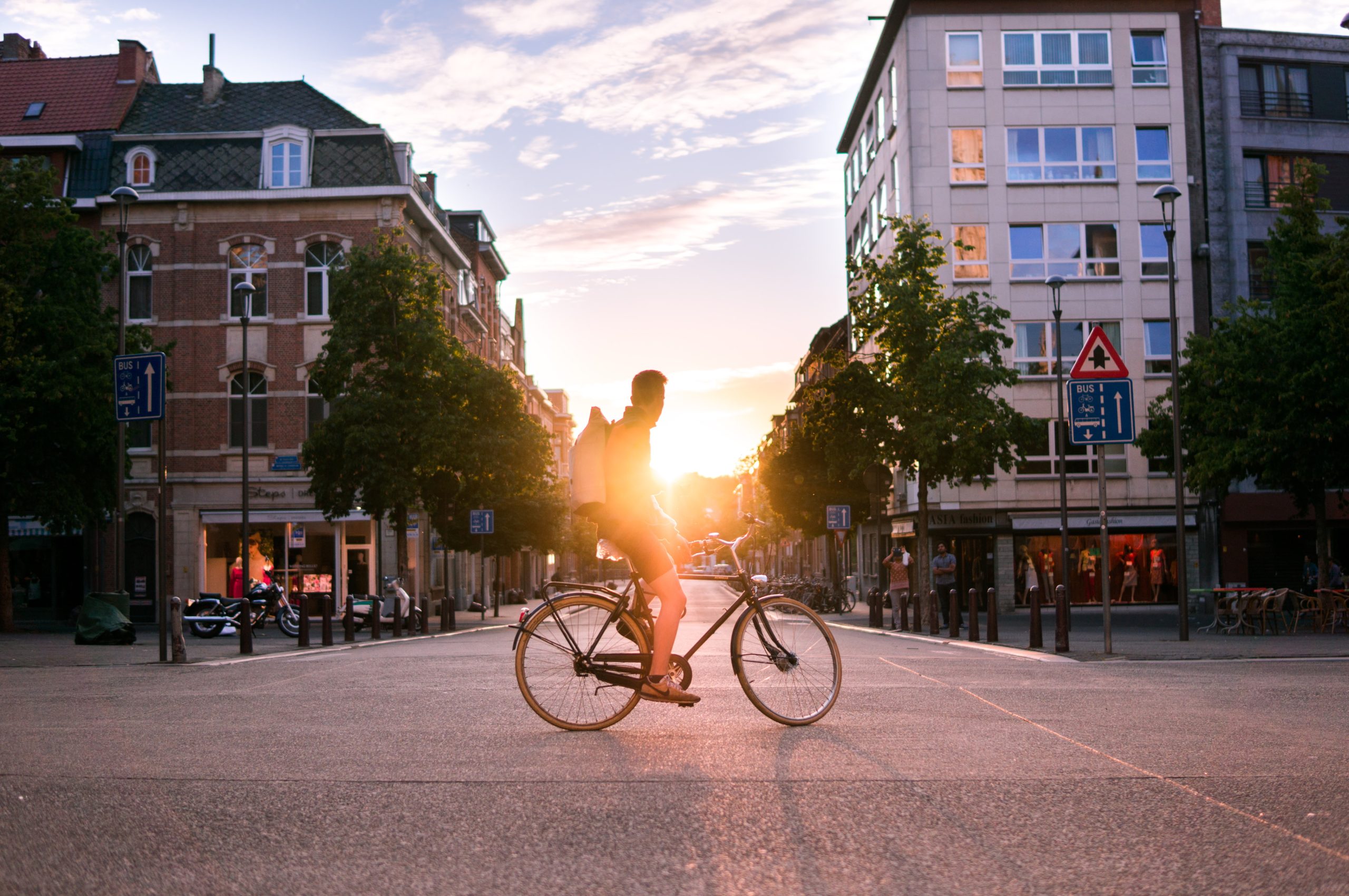 urban bicycle on city street