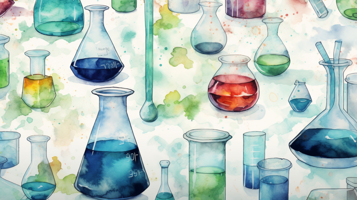 scenic images of lab equipment and nature