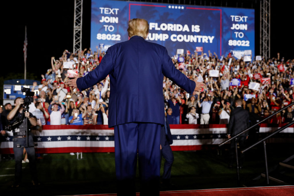 political rally crowd stage
