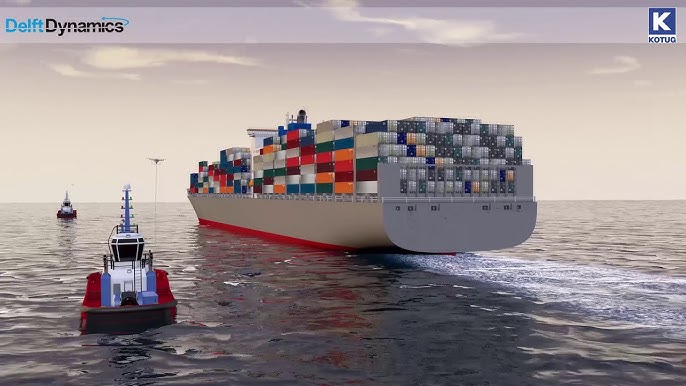 shipping port tugboat operational scene