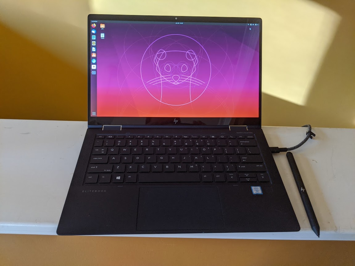 laptop with ubuntu desktop