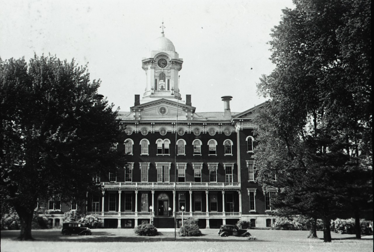 historic university building with archives
