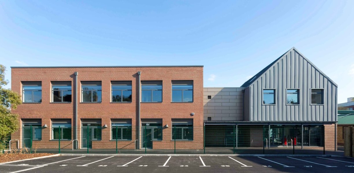 Exterior view of a modern secondary school building