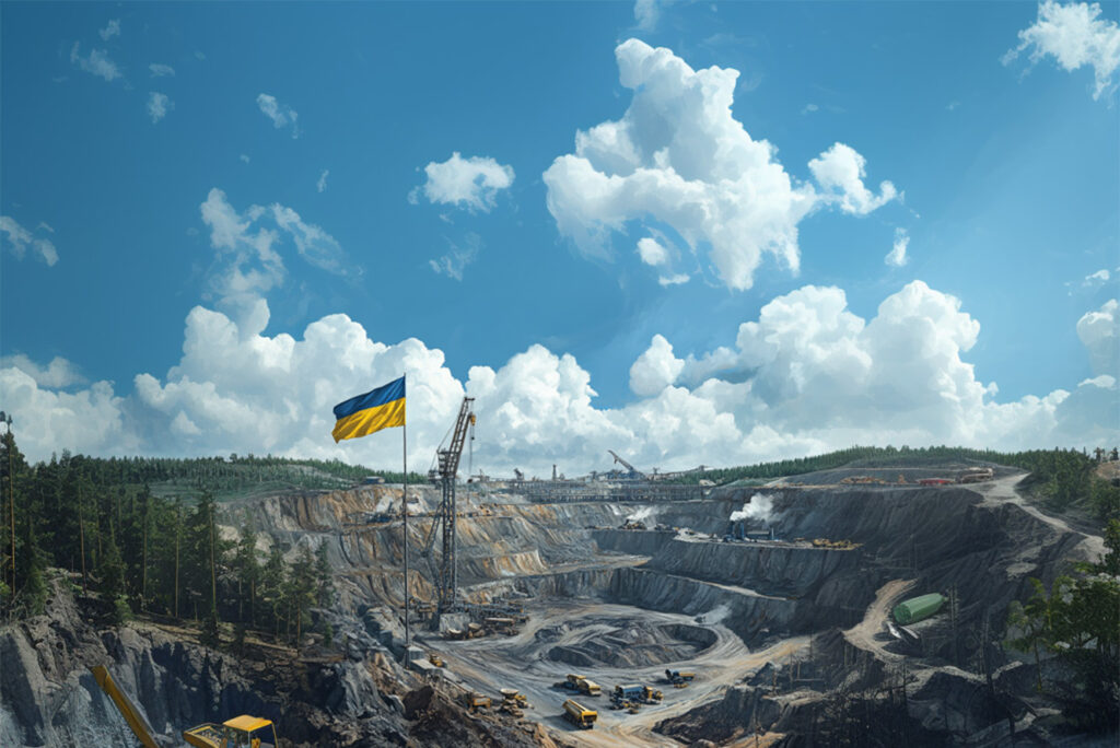Ukraine mining landscape with mineral deposits