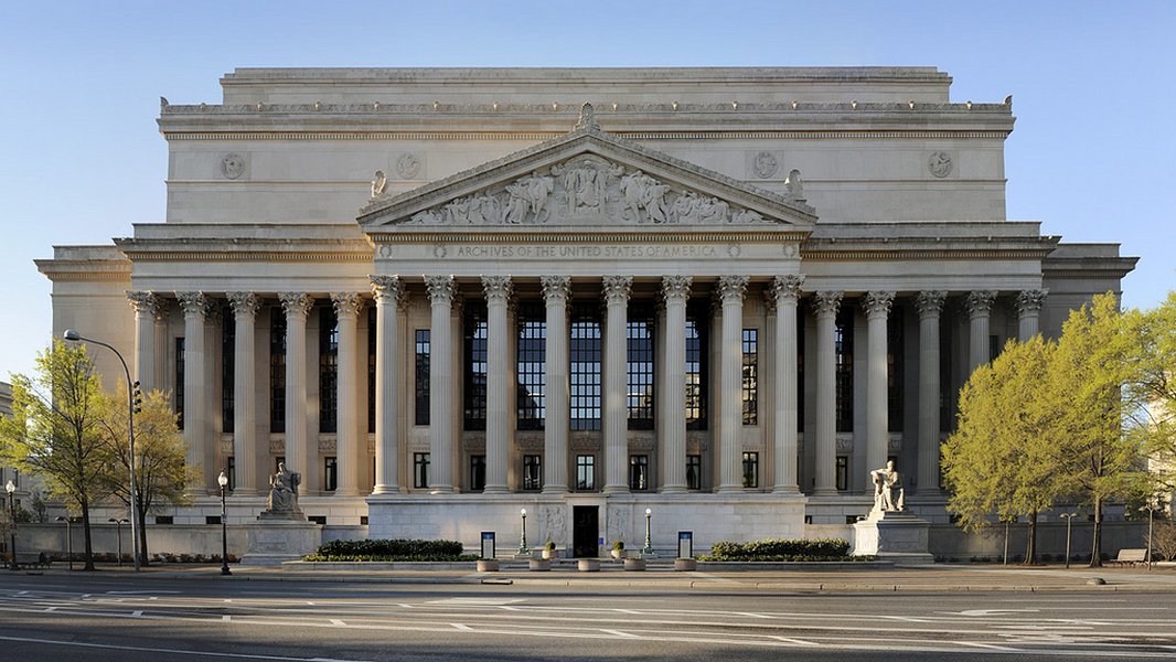 The National Archives building in Washington D.C., a symbol of accessible public records and information.