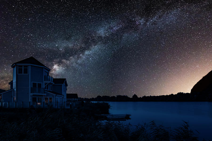 scenic landscape with starry sky