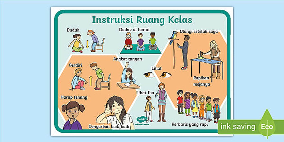 Poster instruksi kelas dalam Bahasa Indonesia