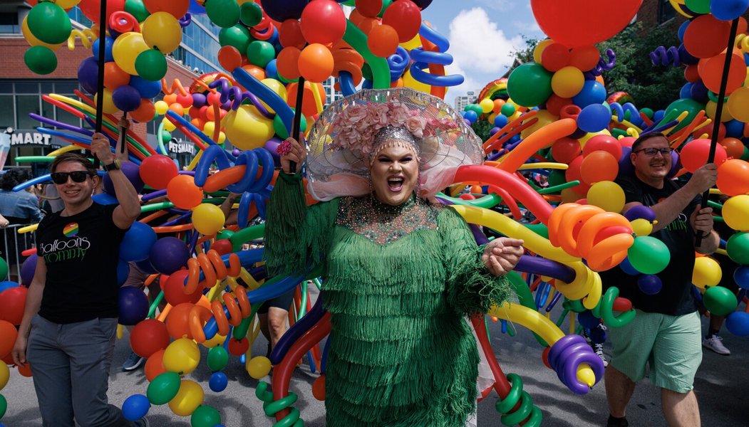 People celebrating at the Chicago Pride Parade