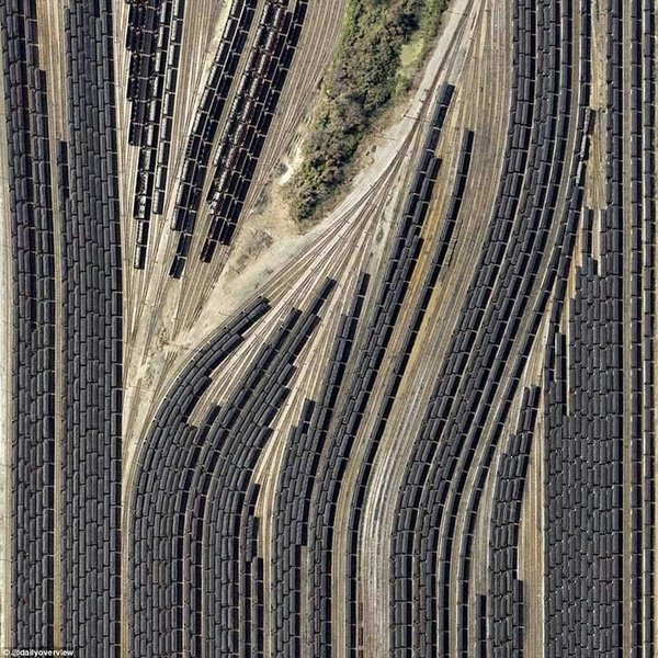Railway yard with multiple tracks