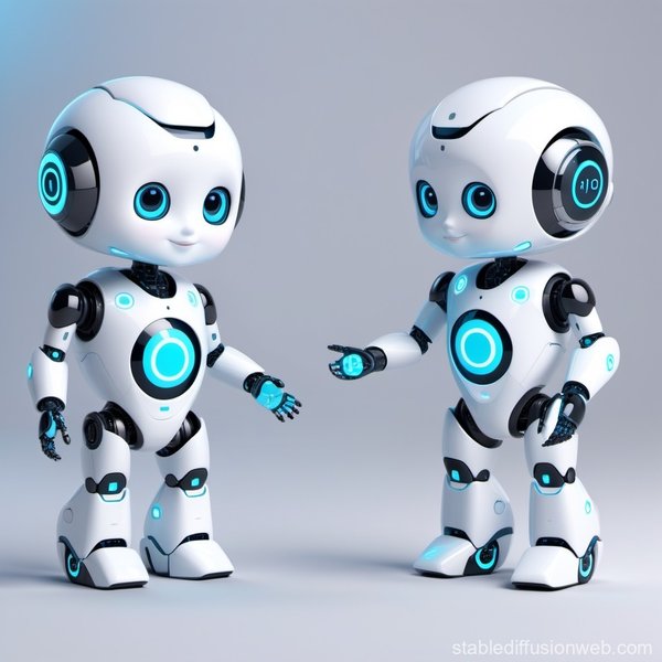 An artistic rendering depicting the future of artificial intelligence and robotics.