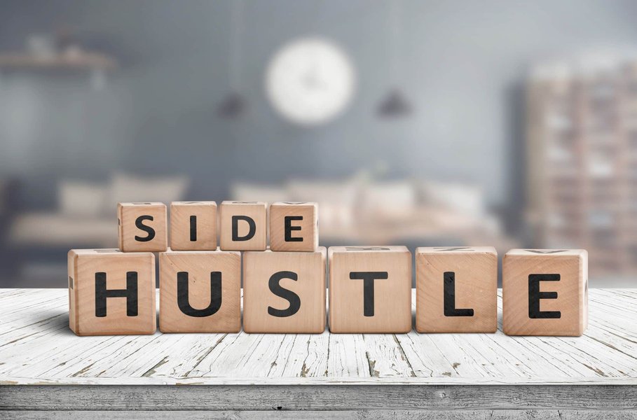 Conceptual image of side hustle ideas leading to financial growth