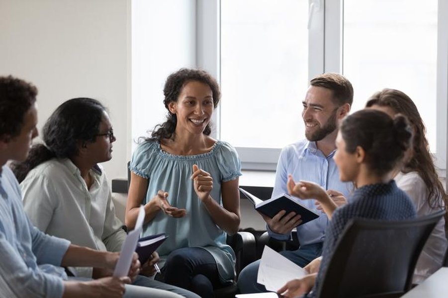 university campus group discussion
