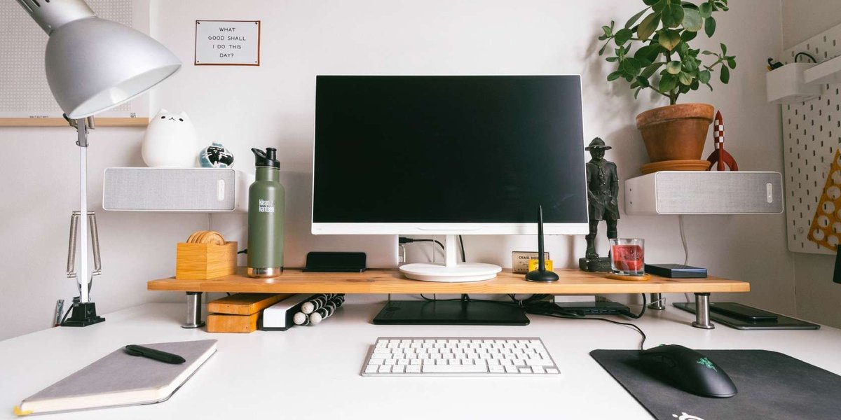 Modern Desk Setup with Multiple Monitors