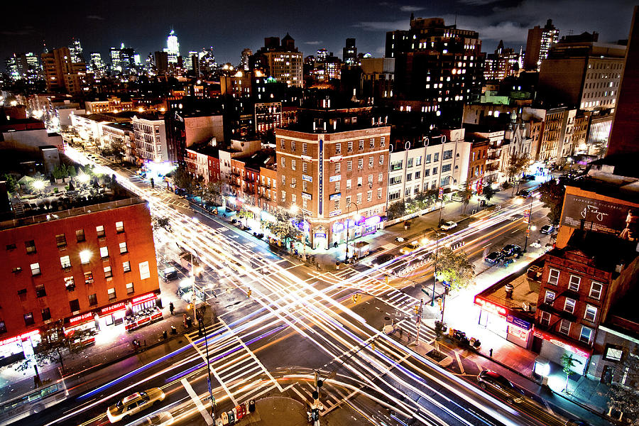 urban skyline crowded streets