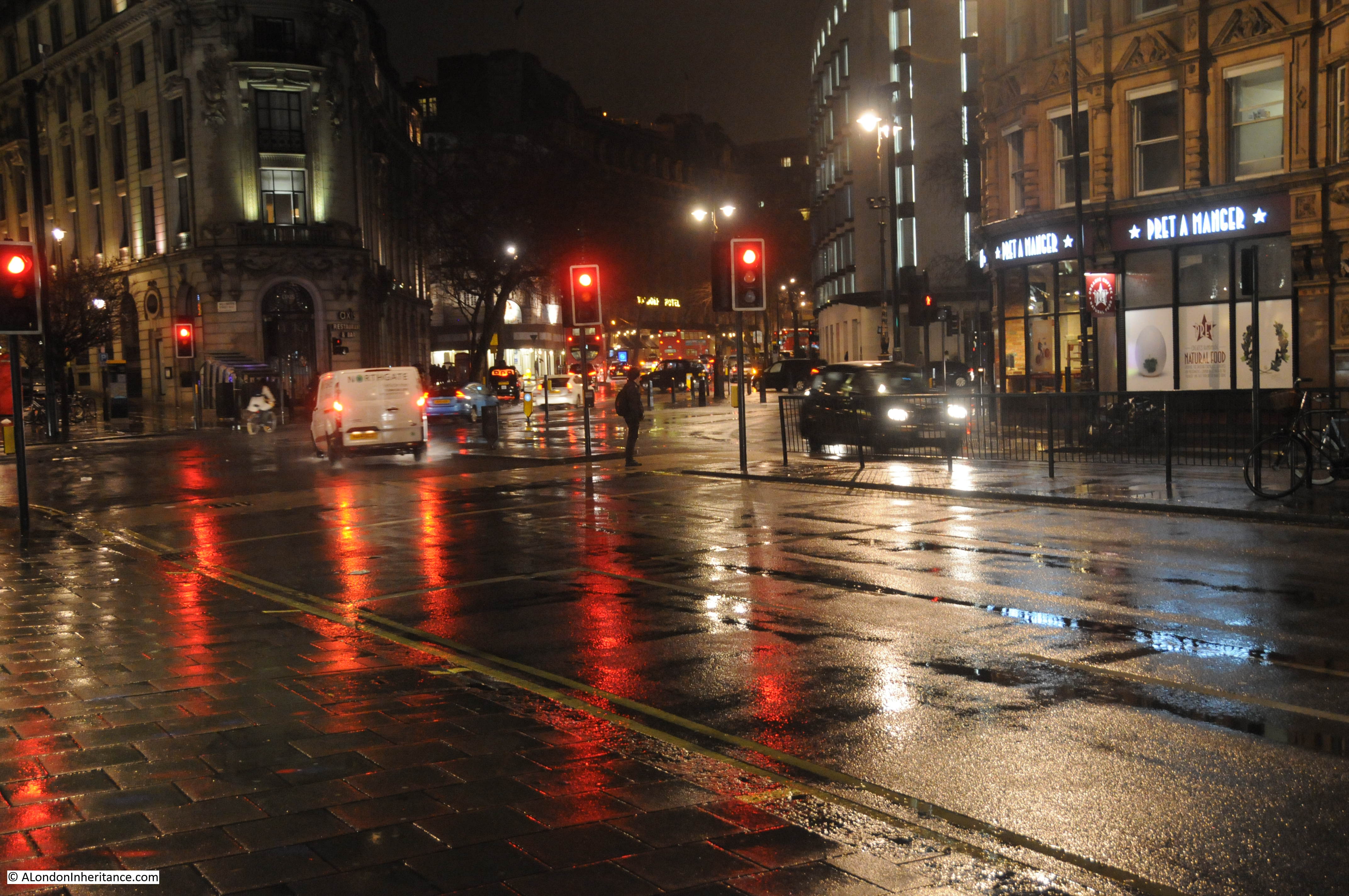 London city streets at dusk
