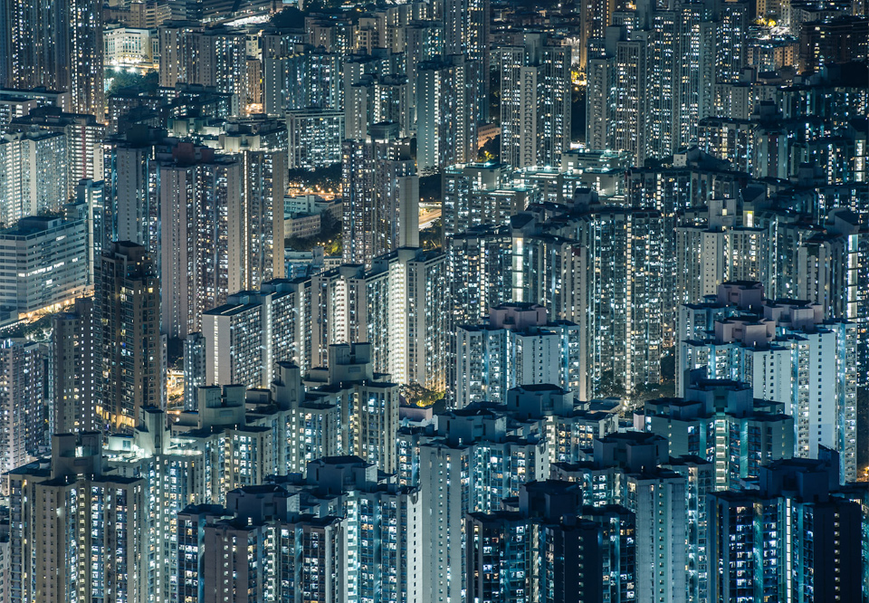 cluttered cityscape