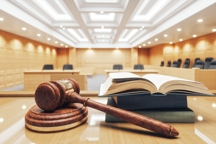 american courtroom interior and international documents