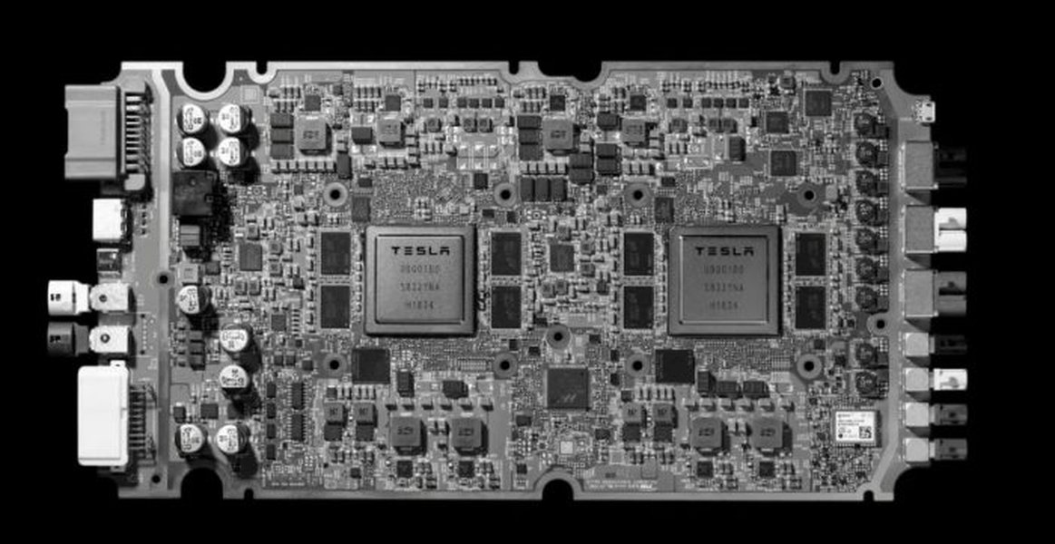 Illustration of Tesla's Full Self-Driving computer (Hardware 3).
