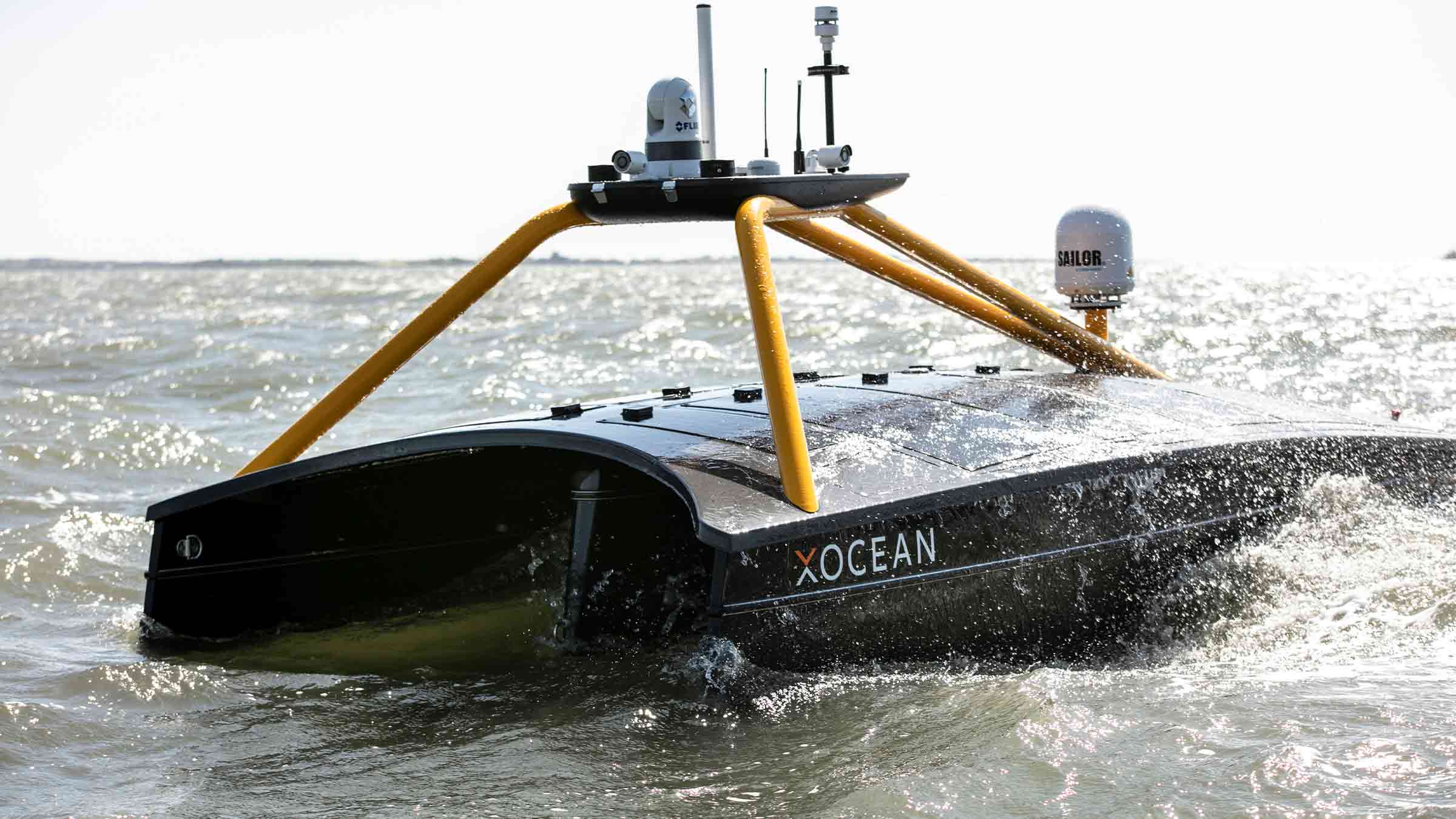 USV on ocean with sensors and modern hull