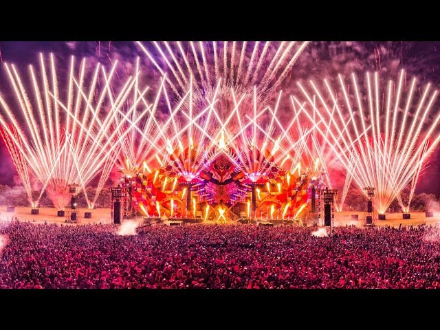 concert stage with fireworks
