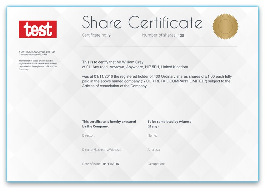 Personnalisation d'un certificat d'actions