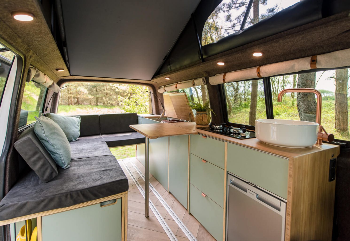 sustainable camper interior design material details