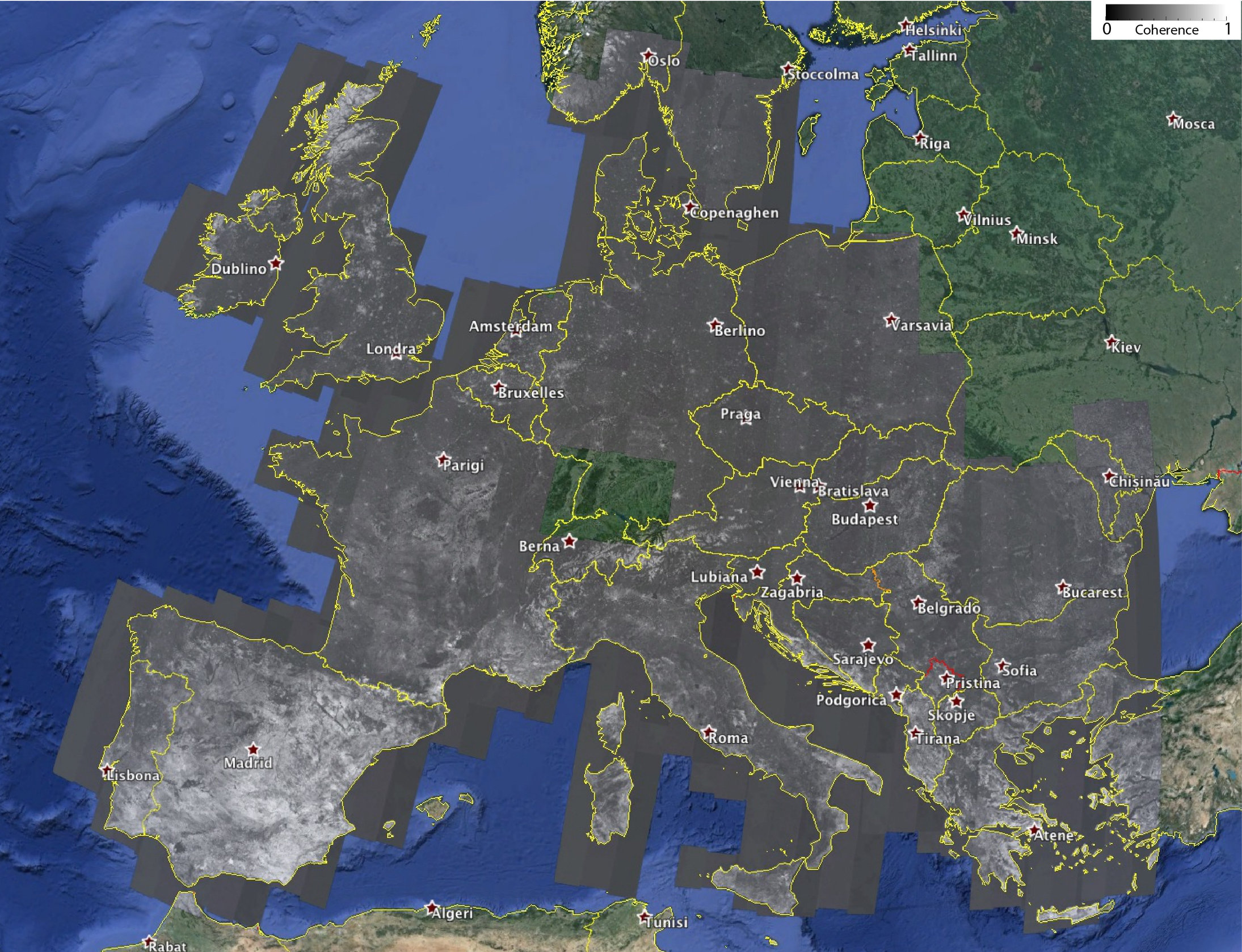 continental sky view over europe