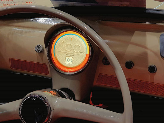 vintage automotive instruments and modern telematics system