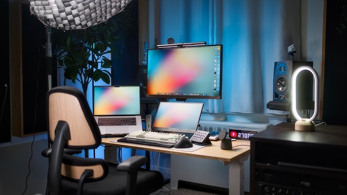 video production setup on desk
