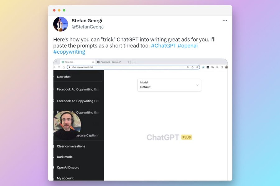 Visual content tweet example